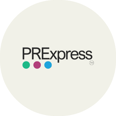 PRExpress logo with three colored dots.