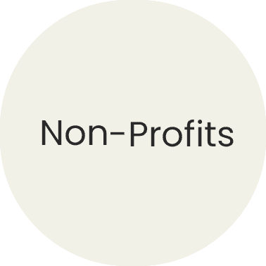 White circle with text "Non-Profits".